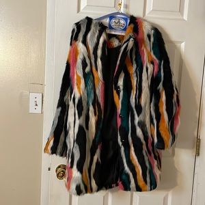 topshop colorful faux fur coat